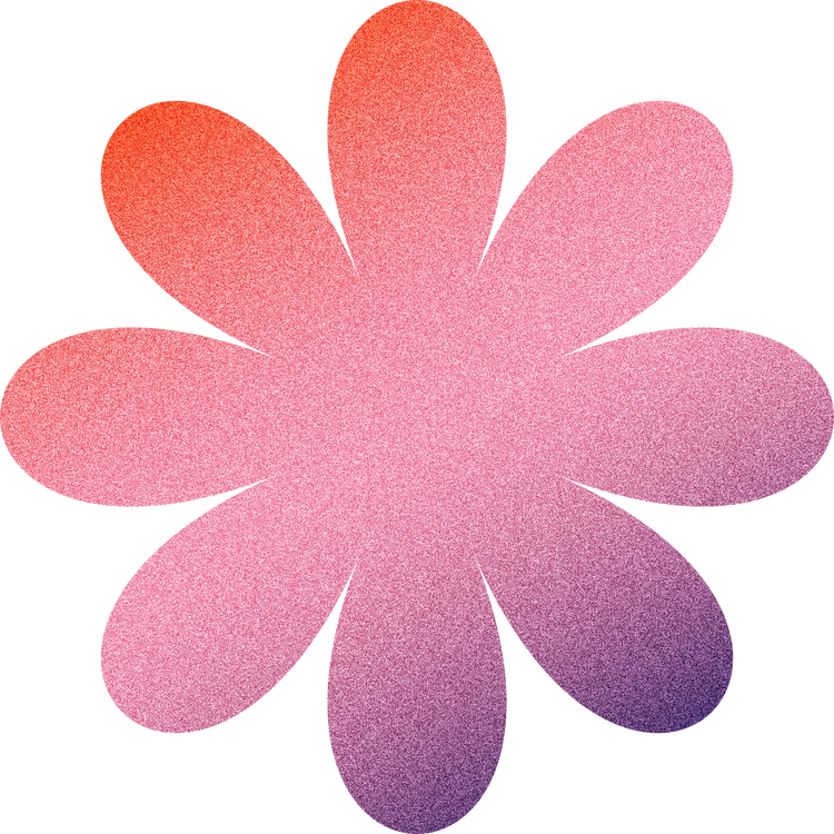 Grainy Gradient Buildable Brutalist Rounded 8-petal Flower Shape