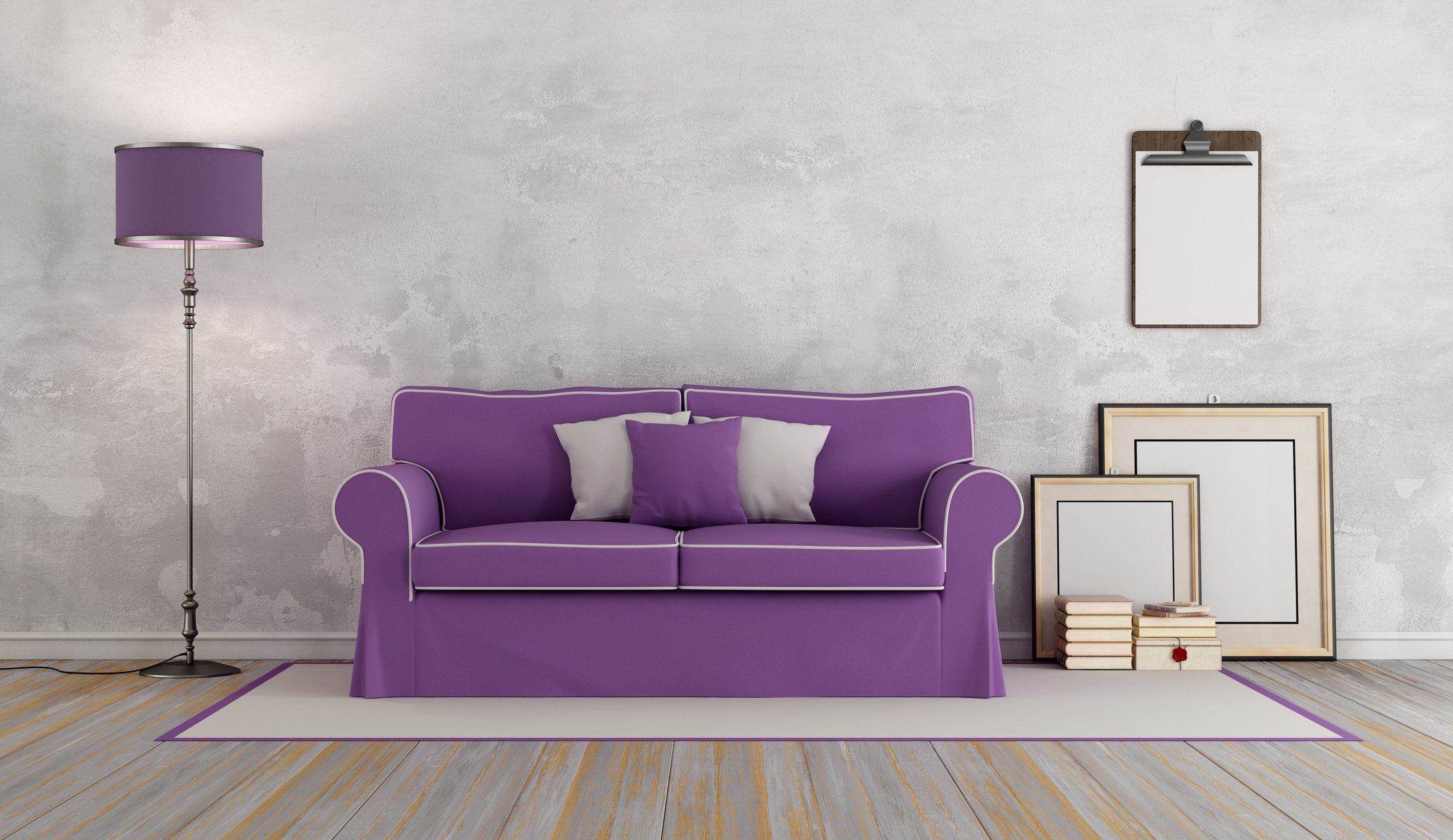 Purple Sofa in the Living room